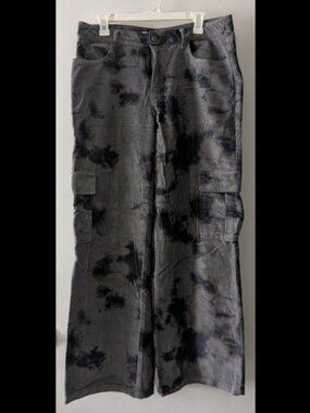 Tinseltown Kohl's Junior's Size 13/Women's L Gray Corduroy Tie-dye Cargo Pants